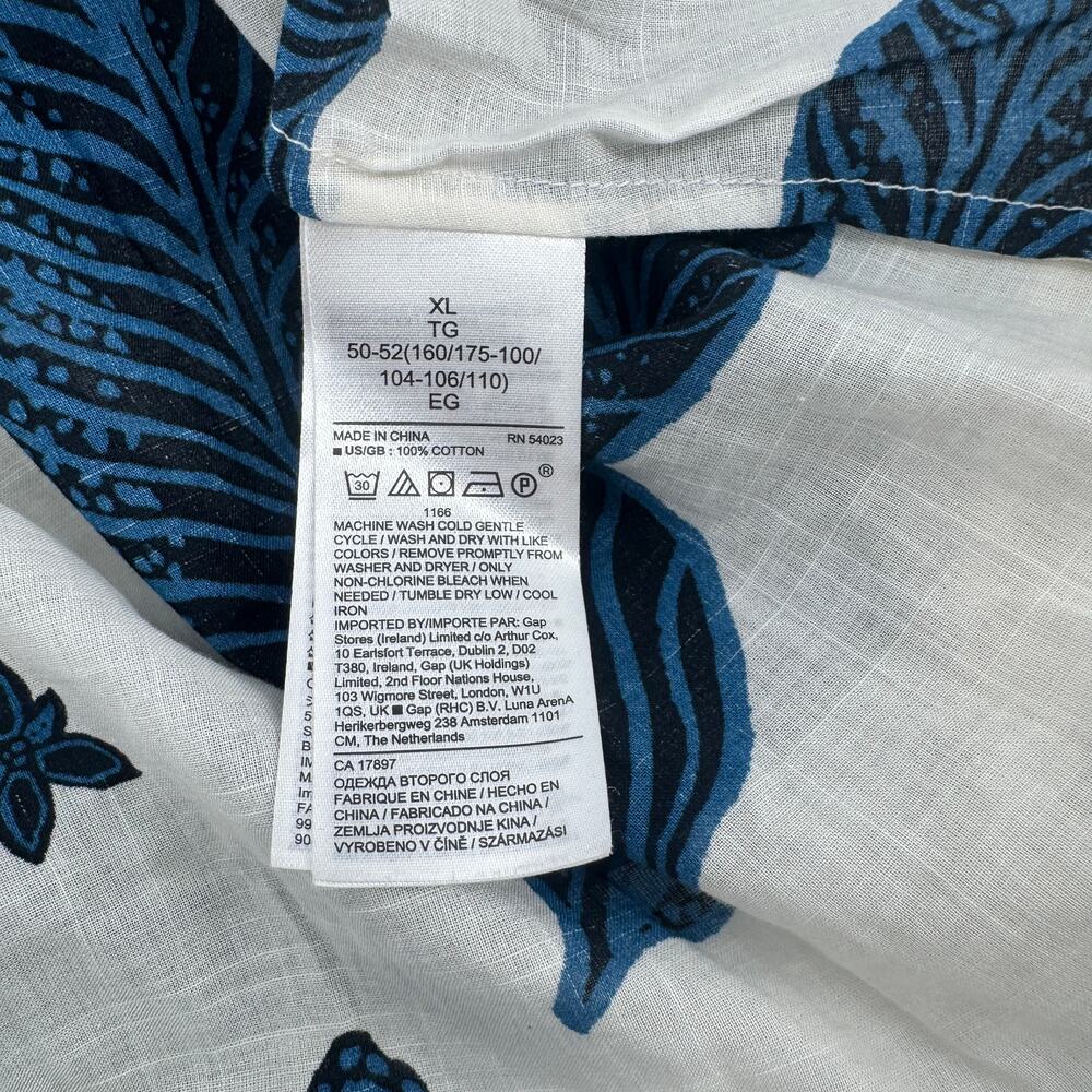 Banana Republic Balloon-Sleeve Wrap Floral Size XL Butterflies Cotton Blue - Picture 6 of 7
